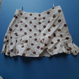 Zara Women"s Cream/Brown Polka Dot Mini Skort